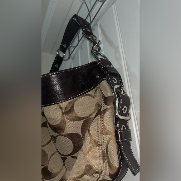 VINTAGE Coach Zoe Signature F12657 Jacquard Brown Hobo Handbag - Picture 8 of 16